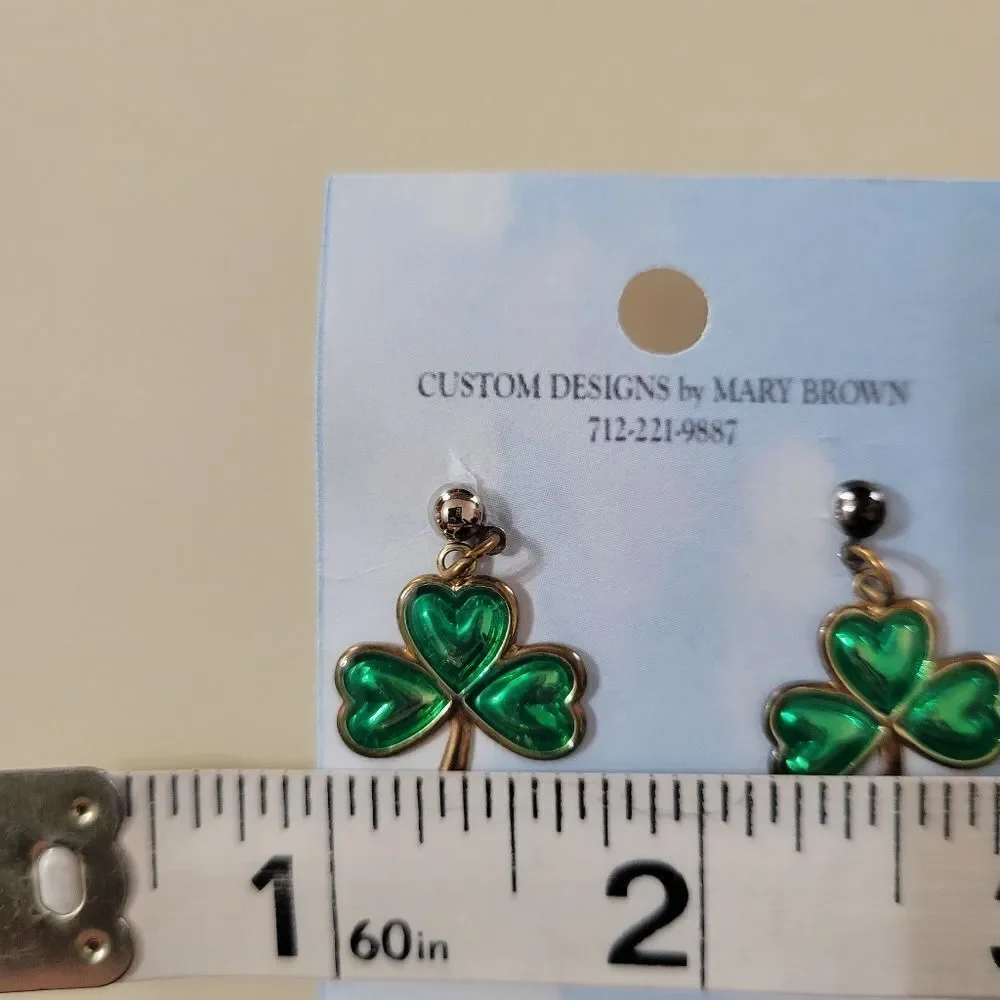 Green Shamrock Post Earrings